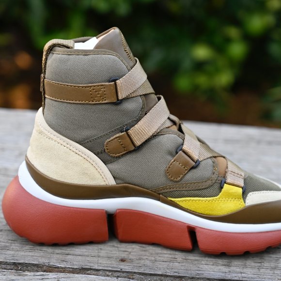 Chloe sonnie sneaker leather - Gem Chloe Sonnie Boots Size: Ladies eu 35 Color: Olive Tan multi